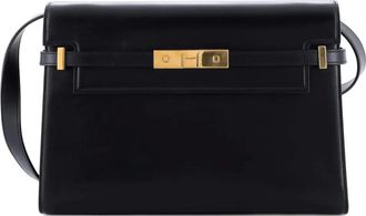 Saint Laurent Manhattan leren medium schoudertas - Zwart