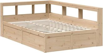 vidaXL Bookcase Bed without Mattress 140x190cm Solid Wood Pine vidaXL