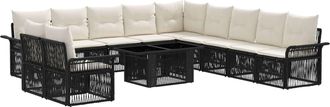 vidaXL Conjunto De Sof&aacute;s De Jard&iacute;n 12 Uds. Negro Y Blanco Crema Vidaxl
