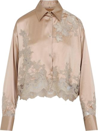 Ermanno Scervino Light Brown Satin Silk Shirt-Donna