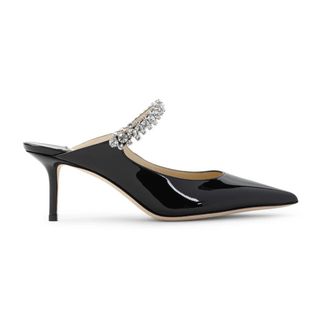 Jimmy Choo London Heeled Mules, female, Black, 4 UK, Black Patent Leather Crystal Slippers