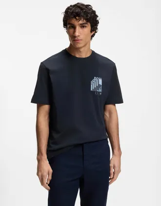 HUGO BOSS Mens BOSS Orange Te Board Mens T-Shirt - Dark Blue 404 - Navy - Size: 42