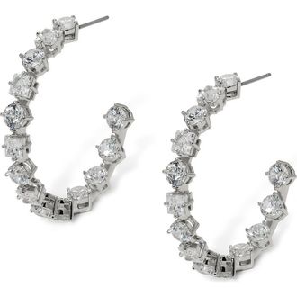 Nadri Lucia Cubic Zirconia Inside Out Hoop Earrings in Rhodium at Nordstrom