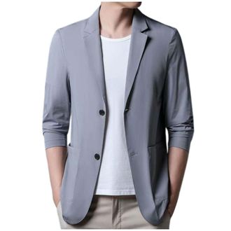 Generic Mens Blazers Smart Casual Slim Fit, Mens Casual Jackets Lightweight MenS Long Sleeve Tops Summer Thin Blazer Thin Jacket MenS Slim Fit Casual One Butt