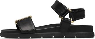 Loriblu Platte Nappa leren sandalen met logo-gesp - Dames - Sandalen - Zwart - 36 EU - Leer - Schoenen