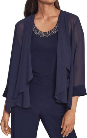 Joseph Ribkoff Embellished Tank With Chiffon Cardigan In Navy