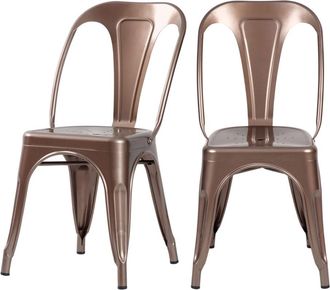 Rendez-Vous Déco Set de 2 sillas de metal de cobre