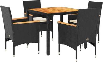 vidaXL Vidaxl - Set De Comedor Jard&iacute;n 5 Pzas Con Cojines Rat&aacute;n Pe Acacia Negro