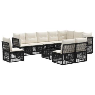 vidaXL Conjunto De Sof&aacute;s De Jard&iacute;n 11 Pcs Negro Rat&aacute;n Sint&eacute;tico Vidaxl