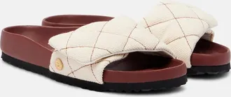 Birkenstock Sylt leather-trimmed quilted canvas slides