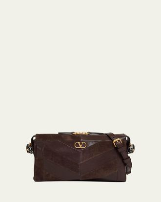 Valentino Garavani Panthea Small Patchwork Chevron Shoulder Bag