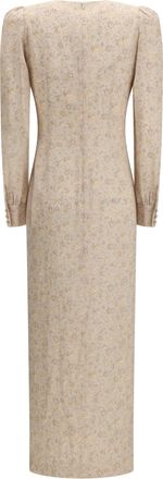 Alessandra Rich Womens Jacquard Draped Dress With Flounces Cream Silk