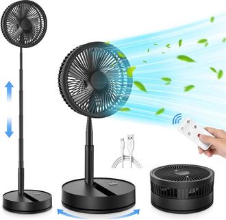 OEM Ventilador Plegable De 23 Cm Con Mando A Distancia, Bater&iacute;a Recargable Usb, Altura Ajustable, 4 Velocidades - Ulisem