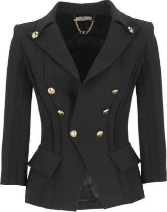 Elisabetta Franchi Double Breasted Blazer - female - Elisabetta Franchi - Blazers - Black - 2XL - Jackets