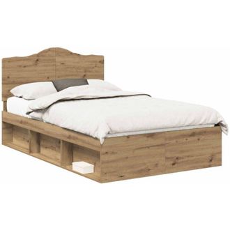 vidaXL Estructura De Cama Con Cabecera Roble Artesanal 120 X 190 Cm Vidaxl