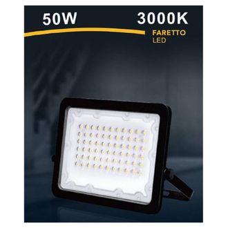 Trade Shop Trade Shop Traesio - Trade Shop - Faro Led 50 W Faretto Ultra Slim Nero Esterno Luce Naturale Calda Fredda Fs50w-n