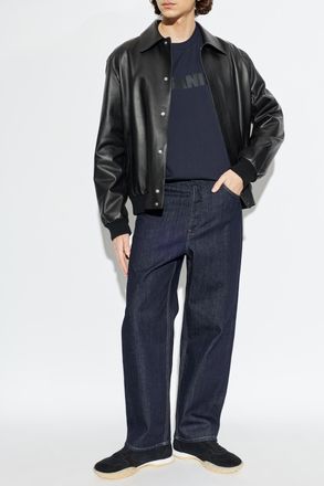 Jil Sander T-shirt With Printed Logo, Mens, Navy Blue