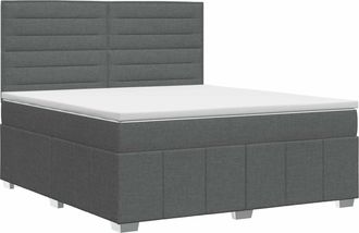 vidaXL Cama Box Spring Con Colch&oacute;n Gris Oscuro 140 X 190 Cm Tela Vidaxl
