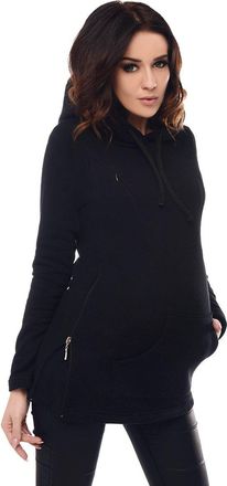 Purpless Maternity 2in1 Pregnancy Nursing Hoodie Sweatshirt Woman Kangaroo 9050 (18, Black)