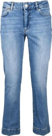 Sportmax Jeans, Dames, Blauw, W26, Katoen, Schermo Cropped Bootcut Jeans