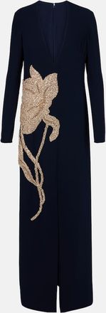 Costarellos Abito lungo Jennis in crêpe con decorazioni