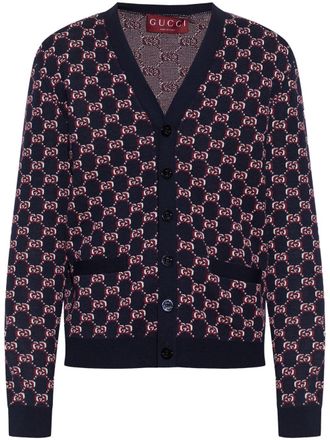 Gucci Wollen vest met monogram - Blauw