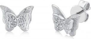 Allurez Diamond Butterfly Stud Earrings 14K White Gold (0.06ct)