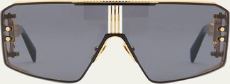 Balmain Le Masque Black Titanium & Acetate Shield Sunglasses