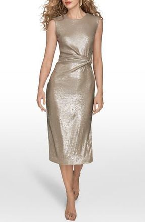 DKNY Sequin Sleeveless Midi Dress in Champagne at Nordstrom Rack, Size 12