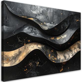 Feeby Impresi&oacute;n De Imagen, Olas Abstractas 3d Negro Dorado, 120x80