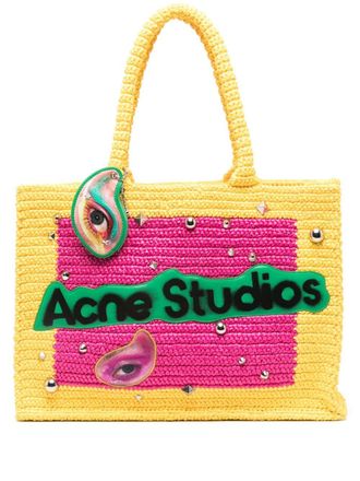 Acne Studios Raffia shopper met colourblocking - Roze