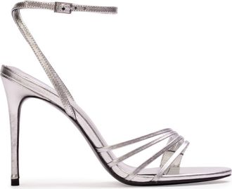 Black Suede Studio Ella 100 Metallic Sandal in Silver Metallic at Nordstrom, Size 37.5 Eu