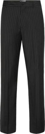 Philipp Plein Broeken, Heren, Grijs, S, Wol, Loose Fit Pinstripe Broeken Raw Edges