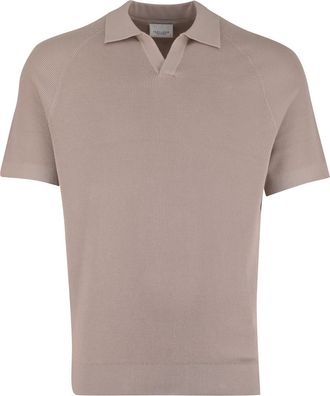 Profuomo Poloshirt beige v hals Profuomo normale fit korte mouw