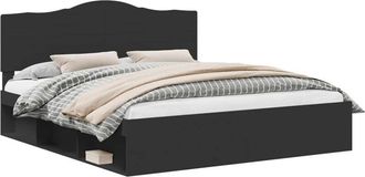 vidaXL Bed Frame with Headboard Black 180 x 200 cm Solid Pine Wood vidaXL