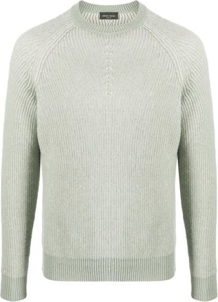 Roberto Collina ribbed knit crew-neck jumper - men - Merino - 48 - Green