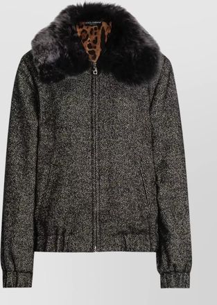 Dolce & Gabbana herringbone bomber jacket virgin wool blend