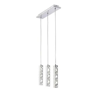 Netlighting Galaxy Linear Pendant 3 Drop LED 6000K 3 X 3W Polished Chrome Crystal in Grey