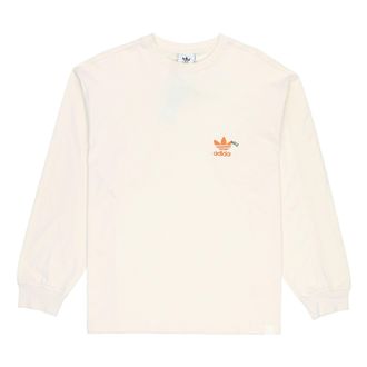 adidas originals Brand Logo Solid Color Round Neck Long Sleeves Beige HC0355