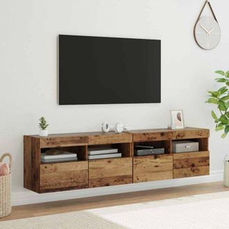 vidaXL vidaXL Mobiletti TV da Parete 2 pcs Legno vecchio 80 x 30 x 40 cm