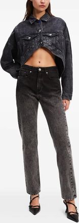 Karl Lagerfeld Jeans dritti a vita alta effetto sfumato - Nero