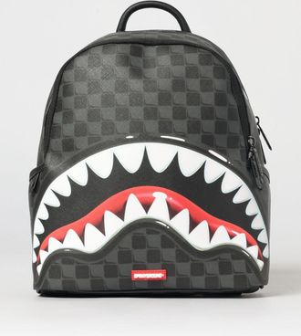 Sprayground Zaino in cotone spalmato saffiano a scacchi e logo stampato