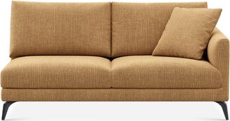 Castlery Lena Right Arm 2 Seater Sofa Customized, (Washed Chenille) Caramel (Matte Black Legs), Machine Washable, Removable Covers for Brown