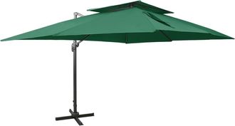 vidaXL Umbrilla En Voladizo Con Doble Toldo 400x300 Cm Verde - 199385