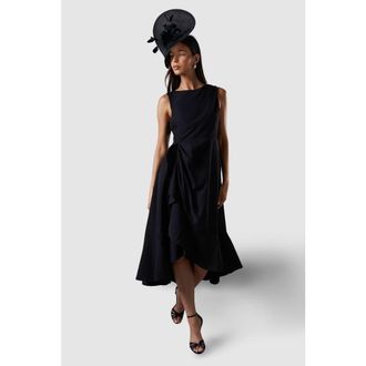 Coast Crepe Low Back Ruffle Dress in Black at Nordstrom, Size 14