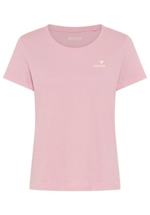 Mustang T-Shirt MUSTANG, Damen, Gr. XL, cameo pink, Jersey, Obermaterial: 100% Baumwolle, normal normal, Rundhals, Shirts T-Shirt, Trageangenehme Baumwollqual