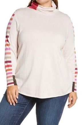 Nic+Zoe Stripes Aside Vital Turtleneck Sweater in Pink Multi at Nordstrom Rack, Size 1X