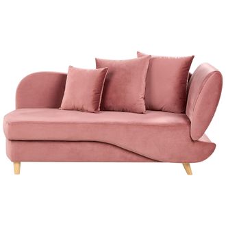 Beliani Chaise Longue Moderno Con Cojines Almacenaje Terciopelo Azul Rosa Derecho Meri Ii