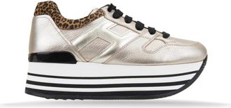 Hogan Gelamineerde leren vetersneakers - Dames - Sneakers - Geel - 35 1/2 EU - Leer - Schoenen