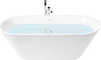 Beliani Ba&ntilde;era Independiente De Acr&iacute;lico Con Dise&ntilde;o Acanalado Moderno 170 Cm Ba&ntilde;o Blanco Potosi